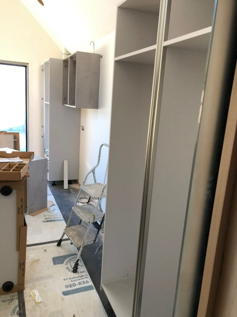 New kitchen carcass being installed