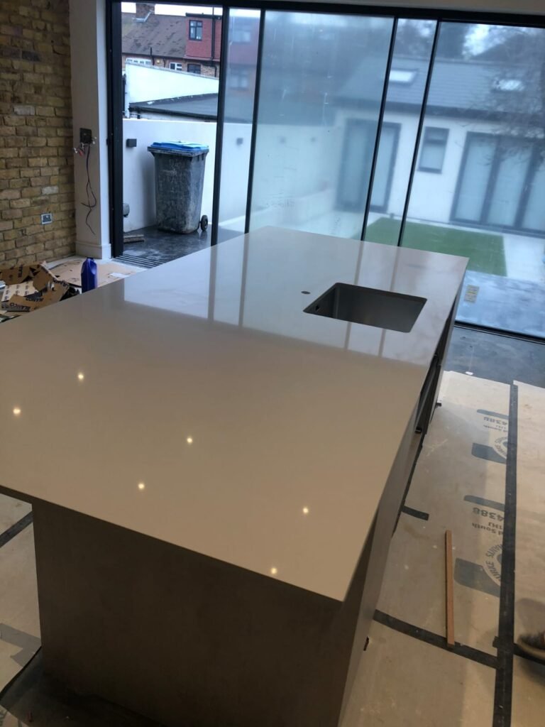 Quartz marble top been installed