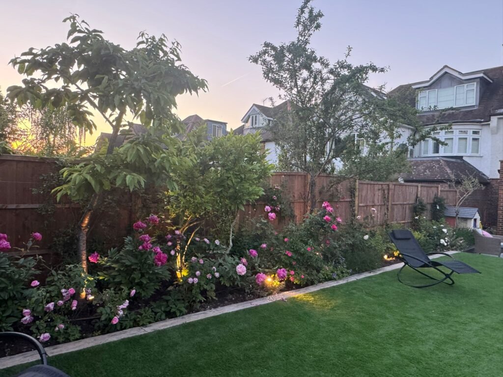 Low voltage garden spike lights installed