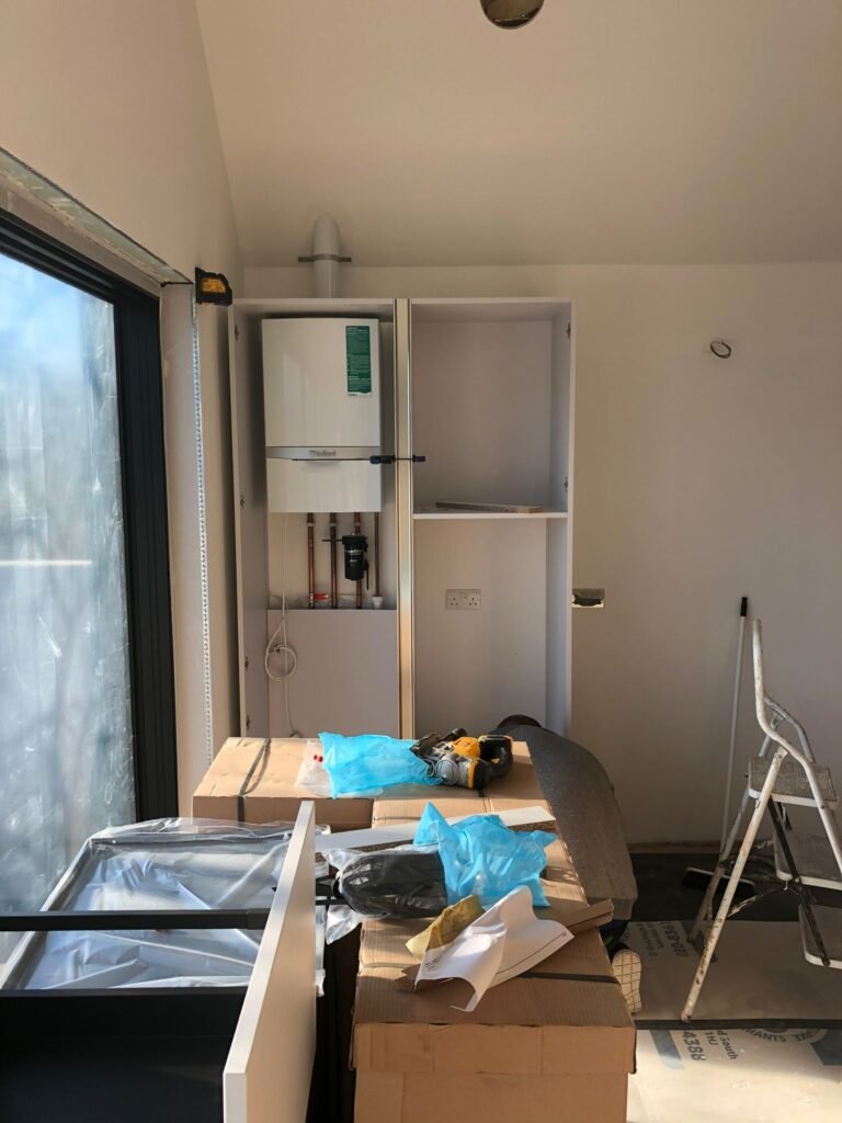 New kitchen carcass being installed