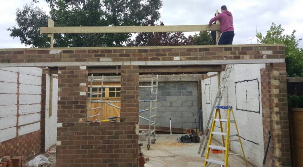 Roof Joist being constructed and positioned