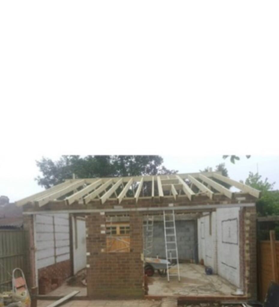 New roof joists constructed, ready for roofers