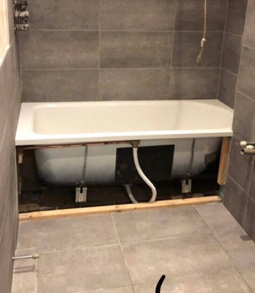 Bath set into position