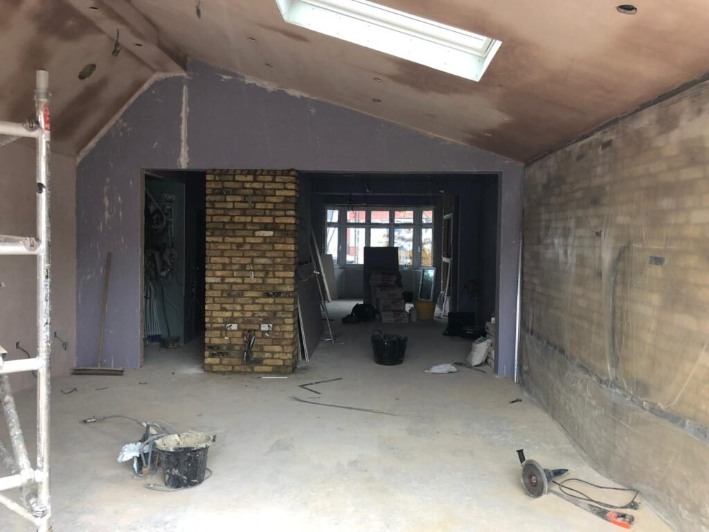 New extension core and shell been plaster boarded floor been screeded over underfloor heating