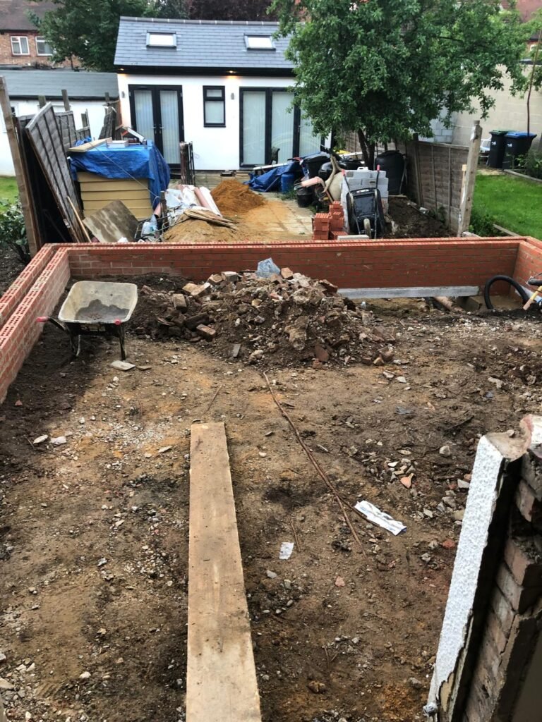 Infilling foundation ready to level pack down and concrete